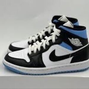 Nike Women's Black and Blue High-Top SneakersJordan 1 Mid University BLUE, Black